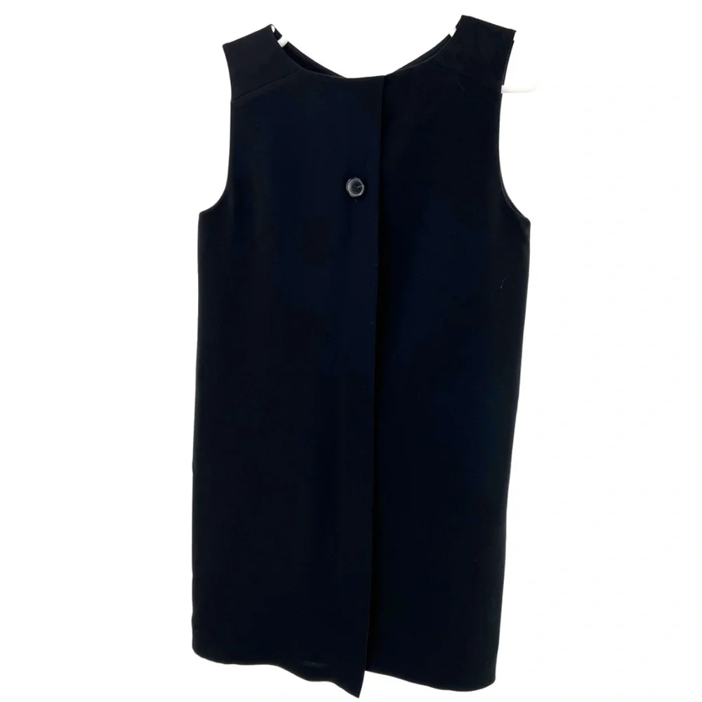 Theory mini shift sheath dress one button back black 2 back detail cocktail